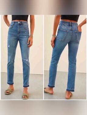Anthropologie Pilcro High Rise Cigarette Distressed Raw Hem Jeans Size 32